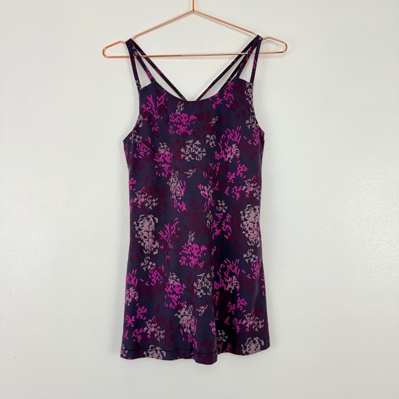 Kuhl Lyra Krossbak Dress Size S Purple Pink Floral Strappy Athleisure UPF 30+ - Picture 12 of 12